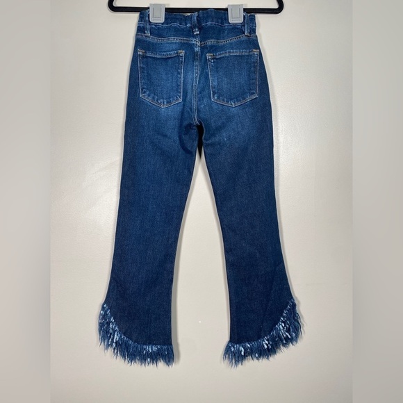 Frame Le Crop Mini Boot High Rise Fringe Hem Denim Jeans - Picture 9 of 11